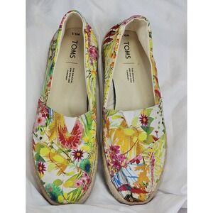 TOMS Sunshine Floral Delight Rope Classic Canvas Flats Shoes SIZE 9.5 US